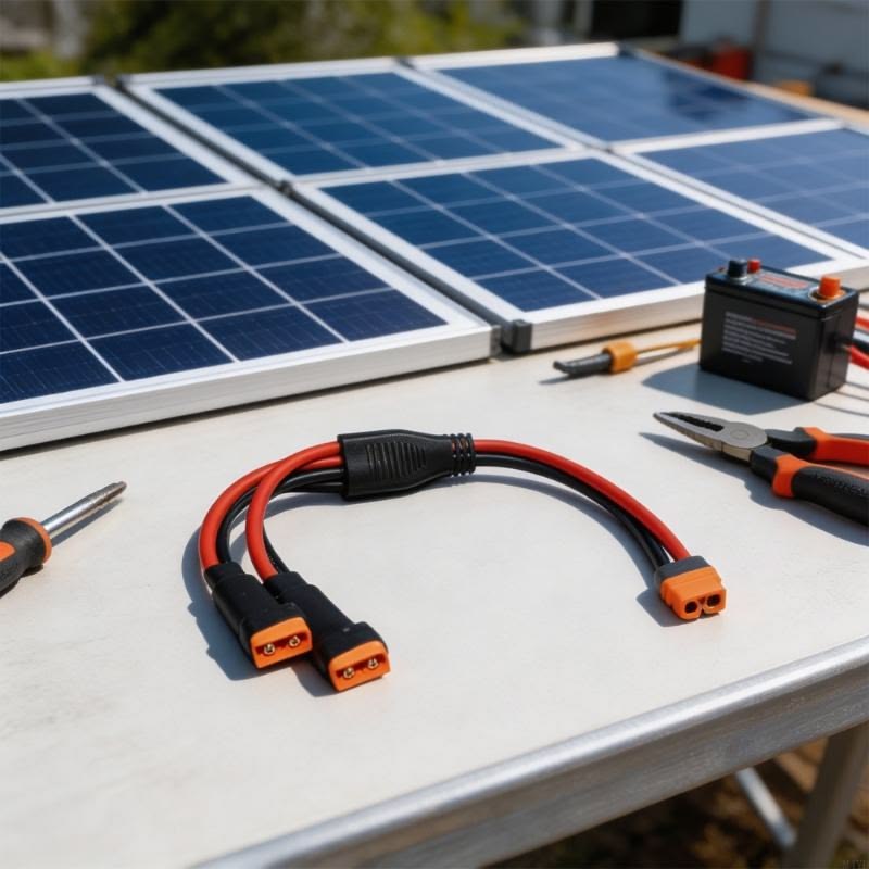 Electrician wiring a solar inverter